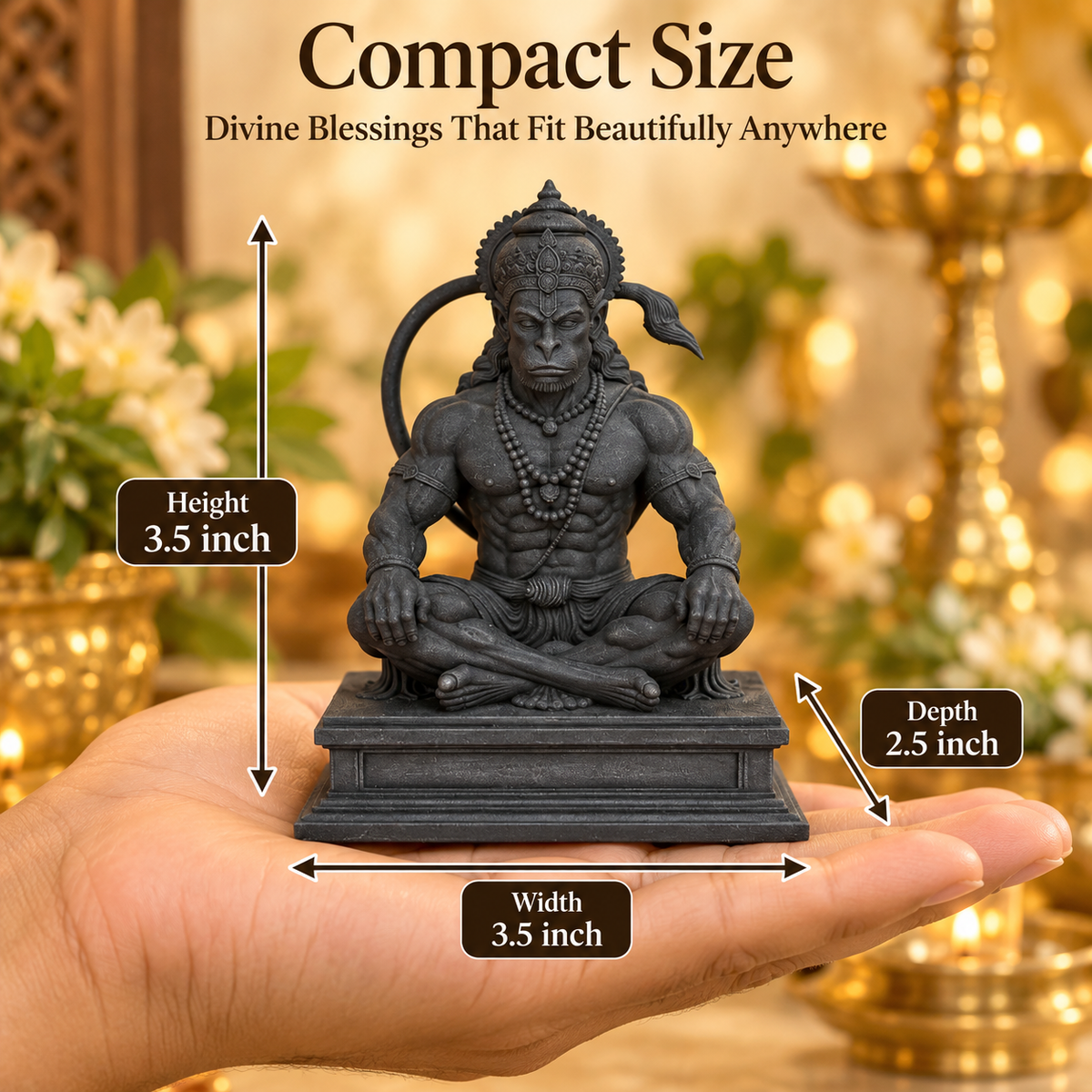 Lord Meditating Hanuman Ji 3.5" Idol