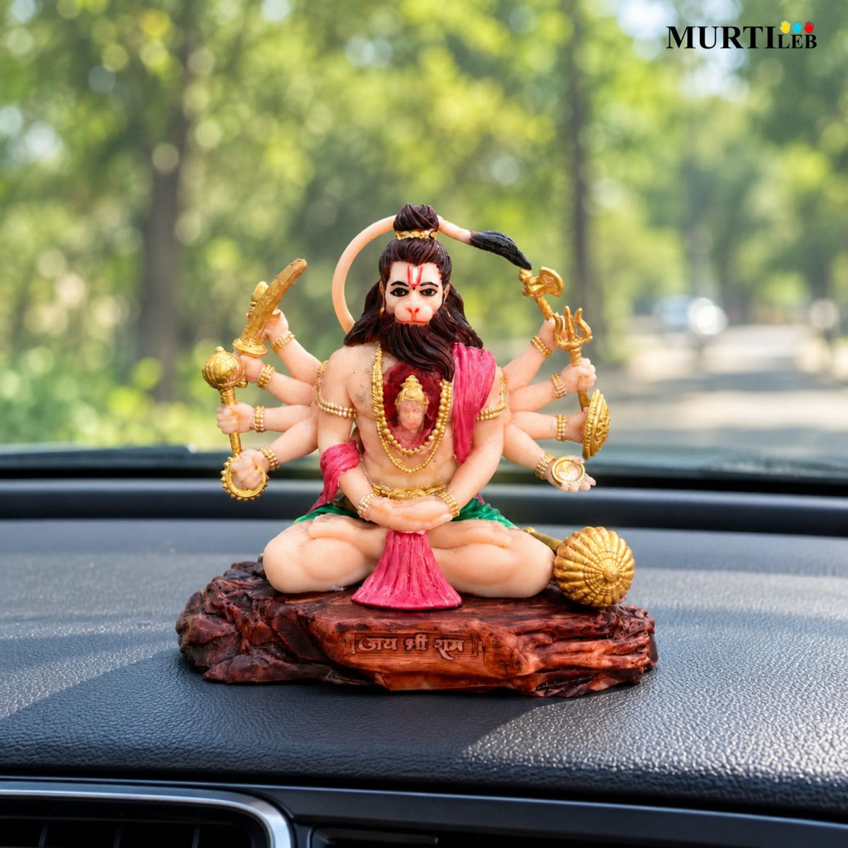 Dashbhuj Hanuman Idol 3.5 Inch Multicolor | Premium UV Resin Hanuman Ji Murti
