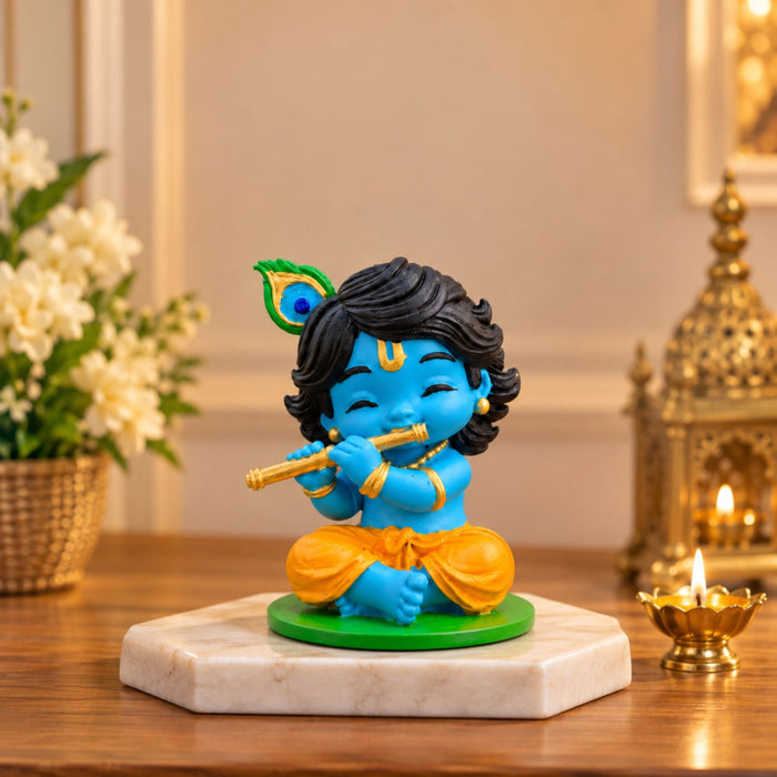 Divine Bala Krishna Multicolor Idol 3.5 Inch | Premium UV Resin Laddu Gopal Krishna Murti