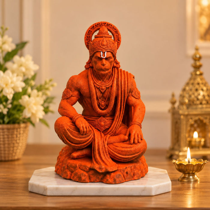 Divine Hanuman Ji Orange Idol 3.5 Inch | Premium UV Resin Bajrangbali Murti |