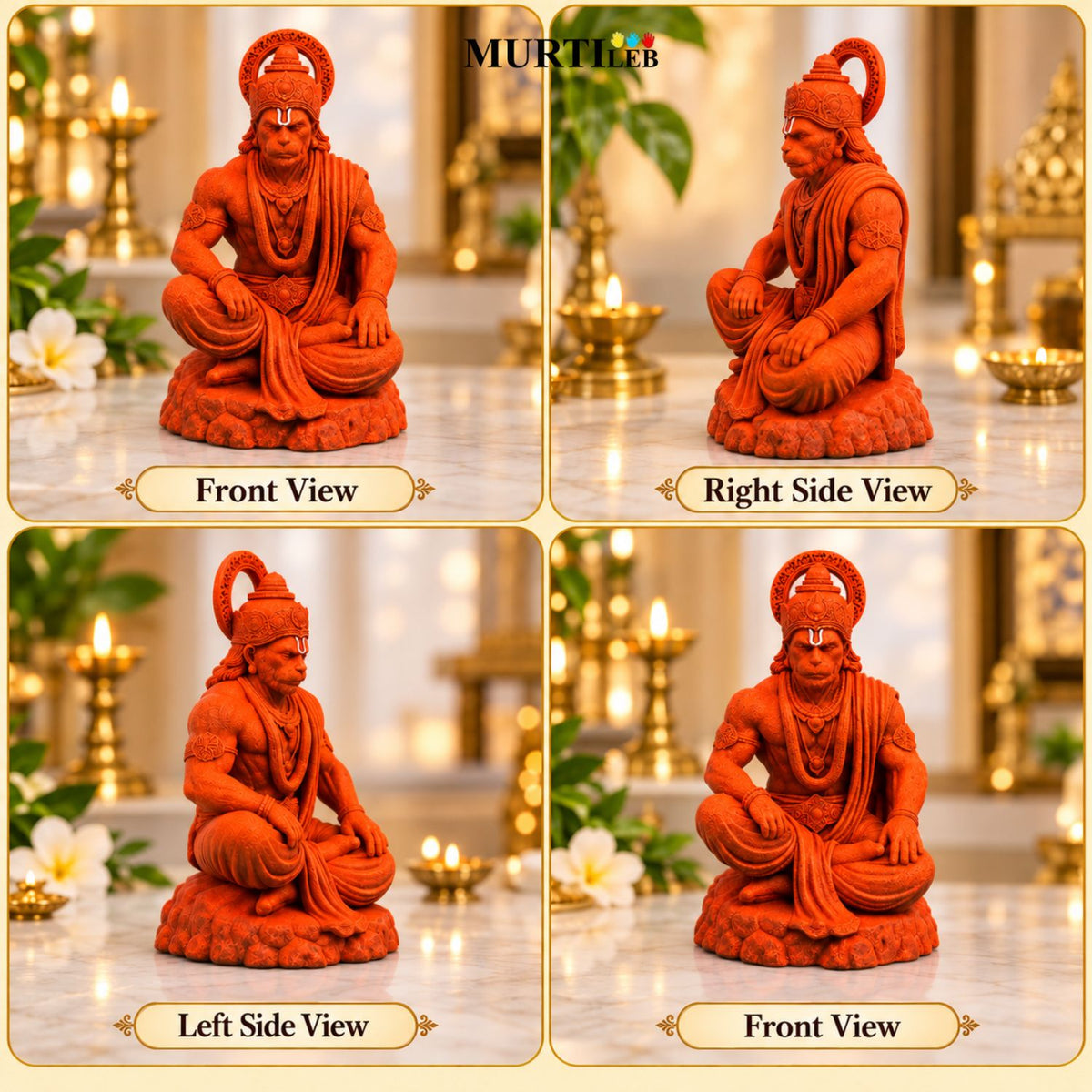 Divine Hanuman Ji Orange Idol 3.5 Inch | Premium UV Resin Bajrangbali Murti |