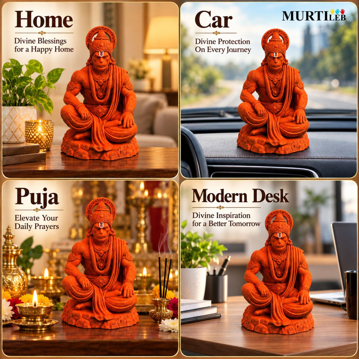Divine Hanuman Ji Orange Idol 3.5 Inch | Premium UV Resin Bajrangbali Murti |
