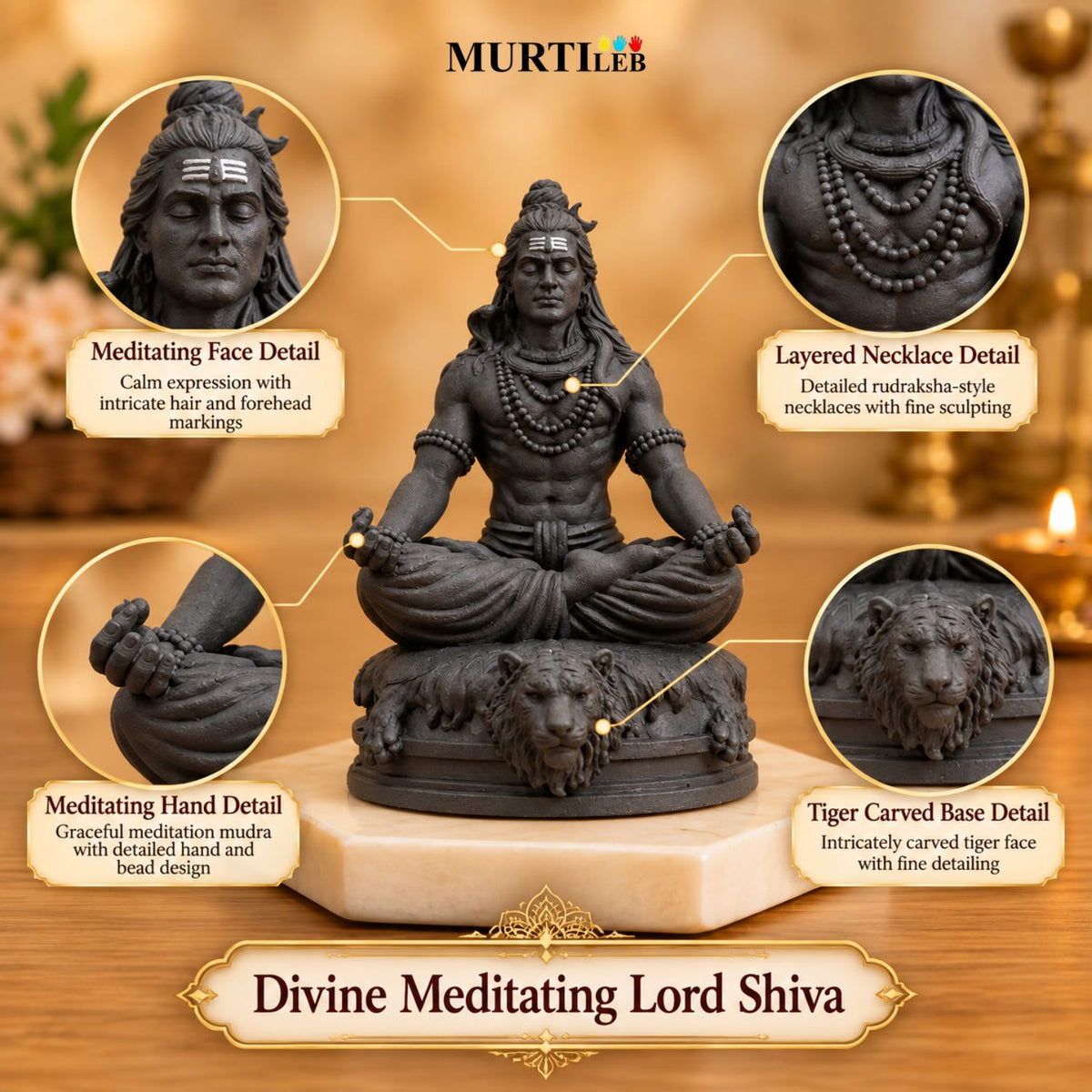 Divine Meditating Lord Shiva 3.5 Inch Black