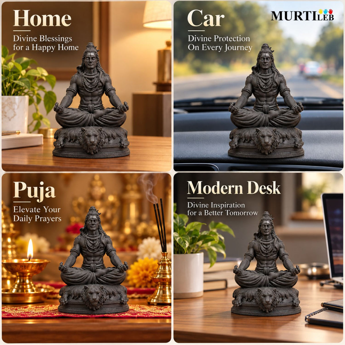 Divine Meditating Lord Shiva 3.5 Inch Black