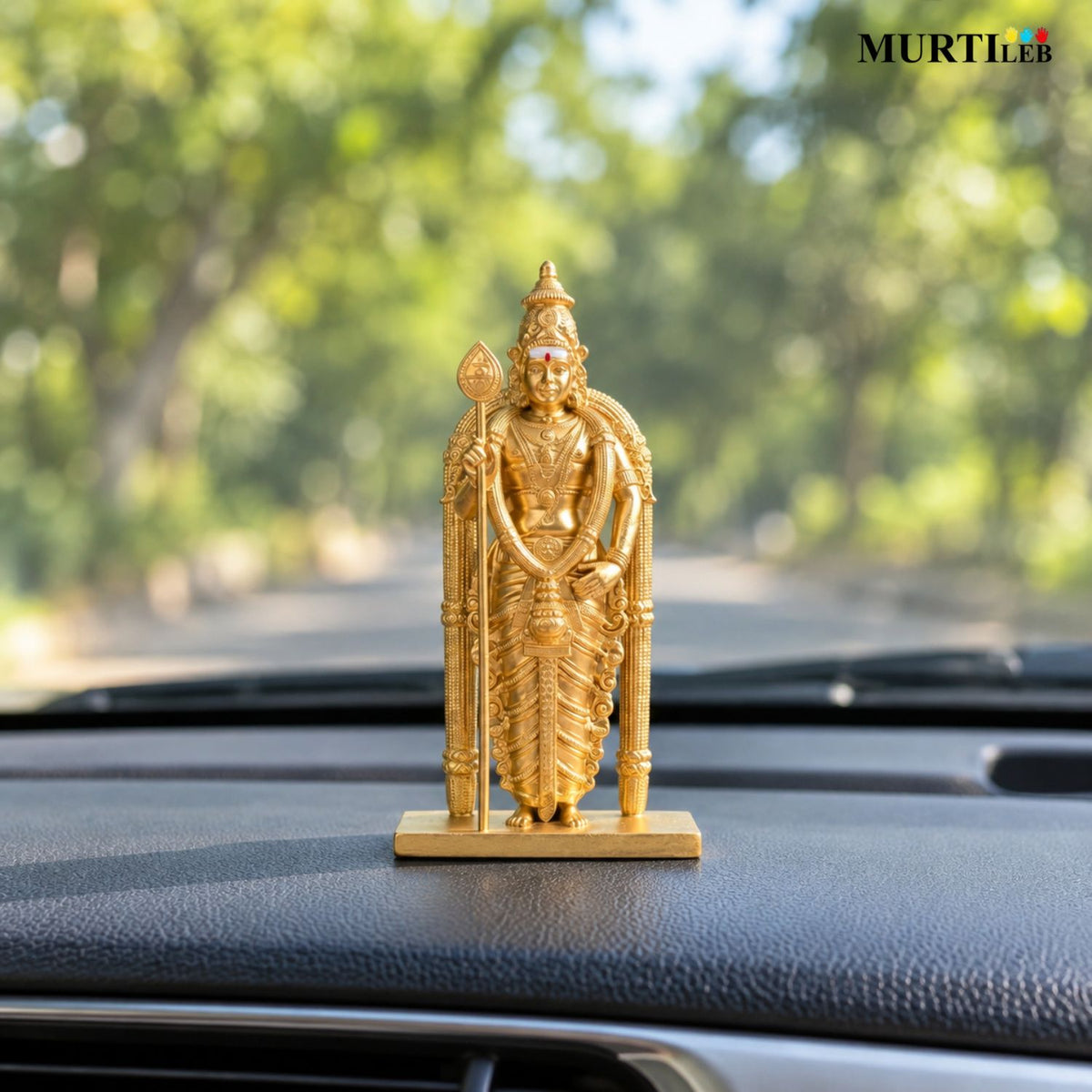 Divine Murugan Gold Idol 7 Inch Kartikeya Murti for Home Mandir, Pooja Room, Office, Display & Gifting