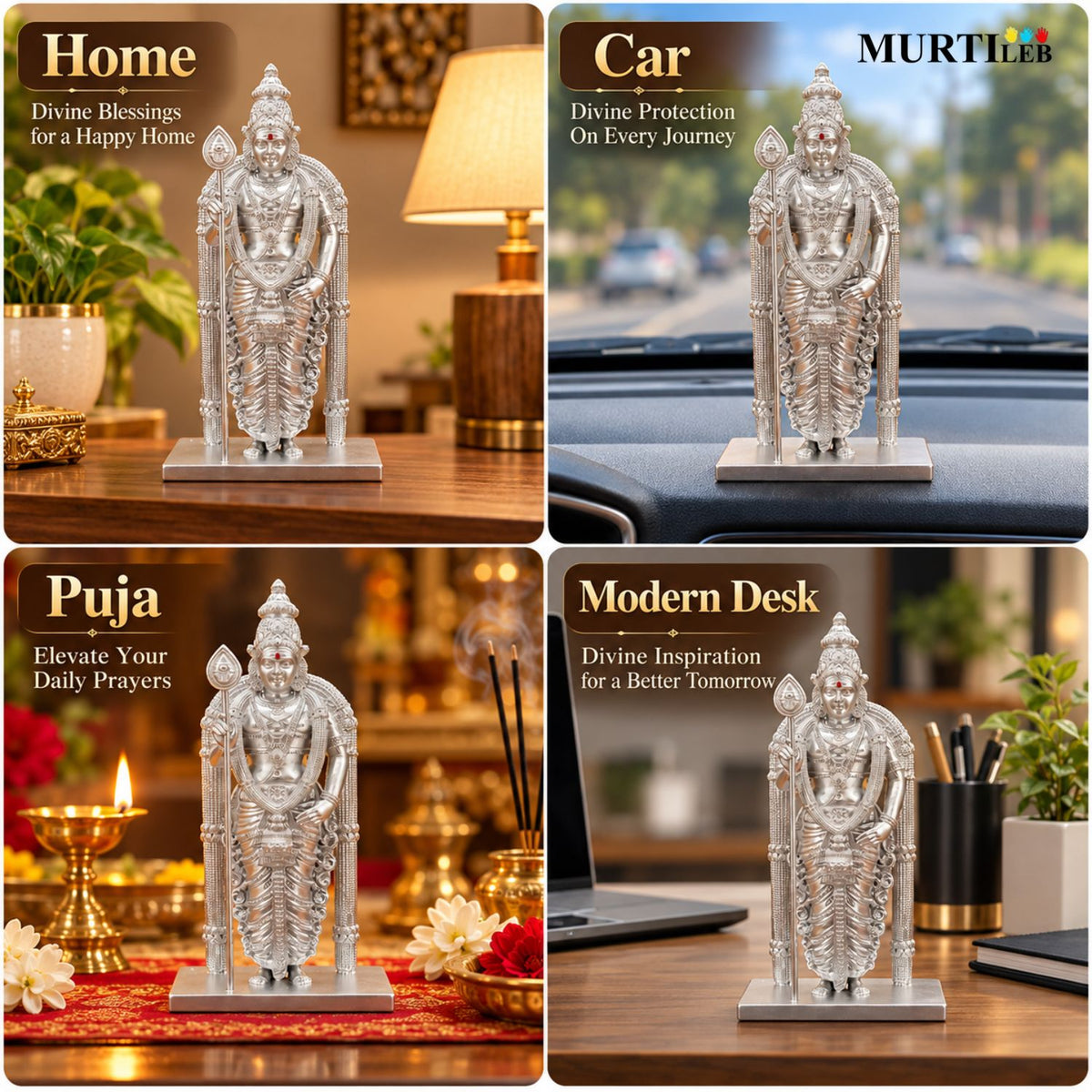 Divine Murugan Silver Idol 7 Inch | Kartikeya Murti