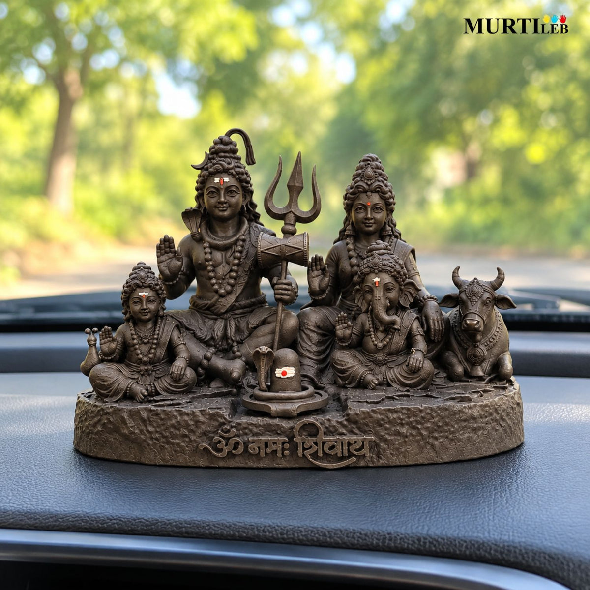 Divine Shree Shiv Parivaram Black Idol 3.5 Inch | Lord Shiva, Maa Parvati, Lord Ganesha & Kartikeya Murti