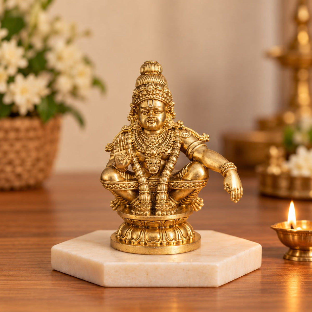 Lord Ayyappan Swami Gold Idol 3.5 Inch