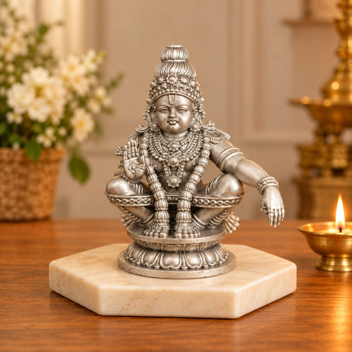 Lord Ayyappan Swami Silver Idol 3.5 Inch
