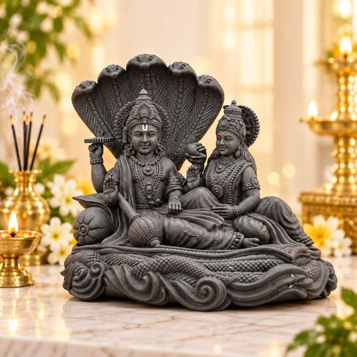Lord Laxmi Narayan with Sheshnag 3.5" Idol