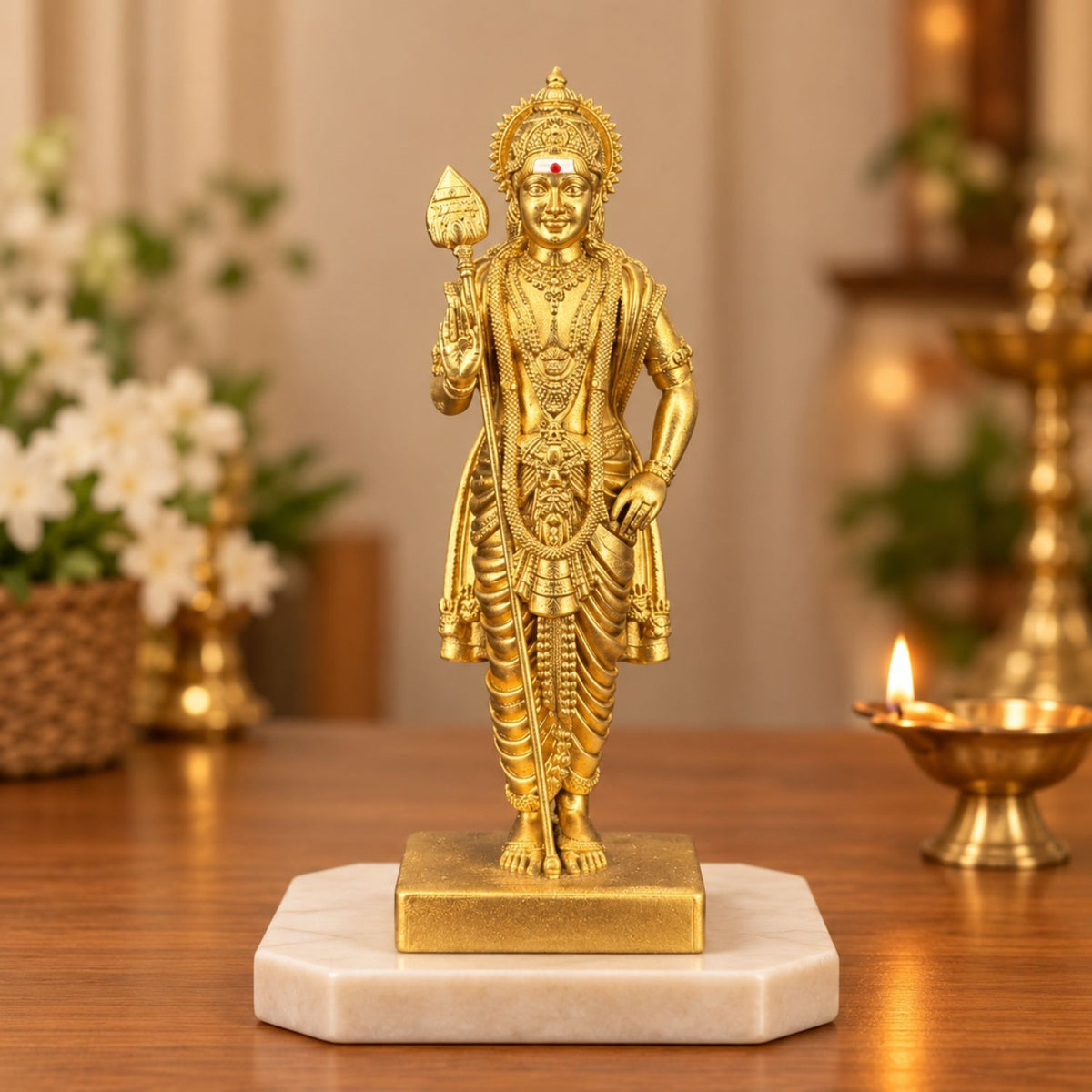 Lord Murugan Swamy Gold 7 Inch | Kartikeya Swamy Idol