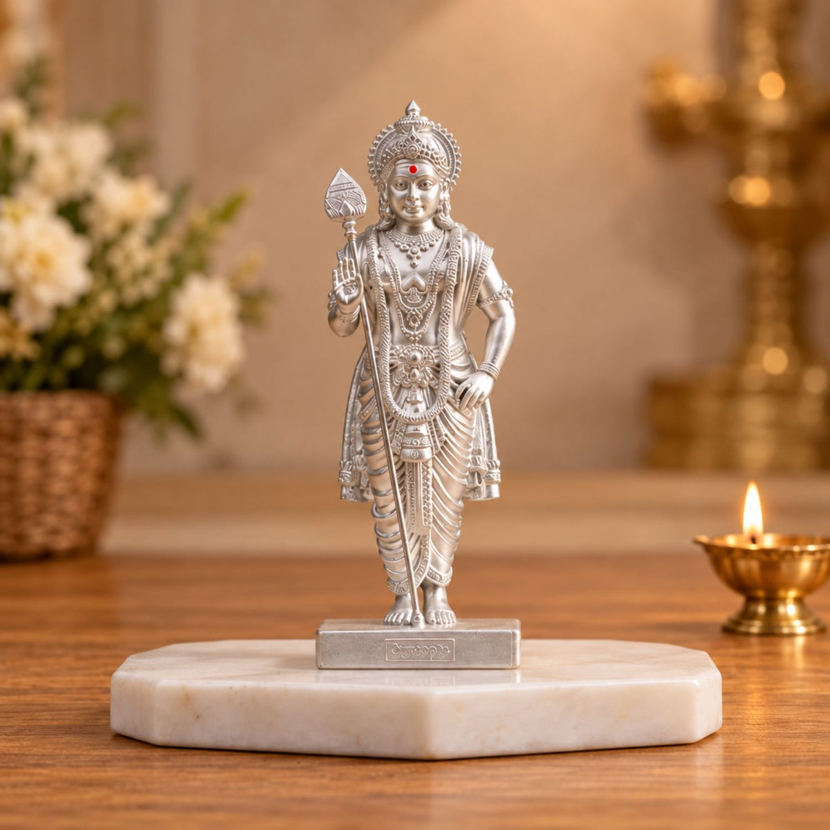 Lord Murugan Swamy Silver 7 Inch | Kartikeya Swamy Idol