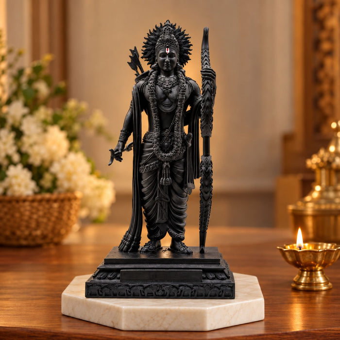 Lord Ram Ji Idol 3.5 Inch Black | Ram Ji Statue for Home Mandir, Pooja Room, Car Dashboard, Office & Gifting