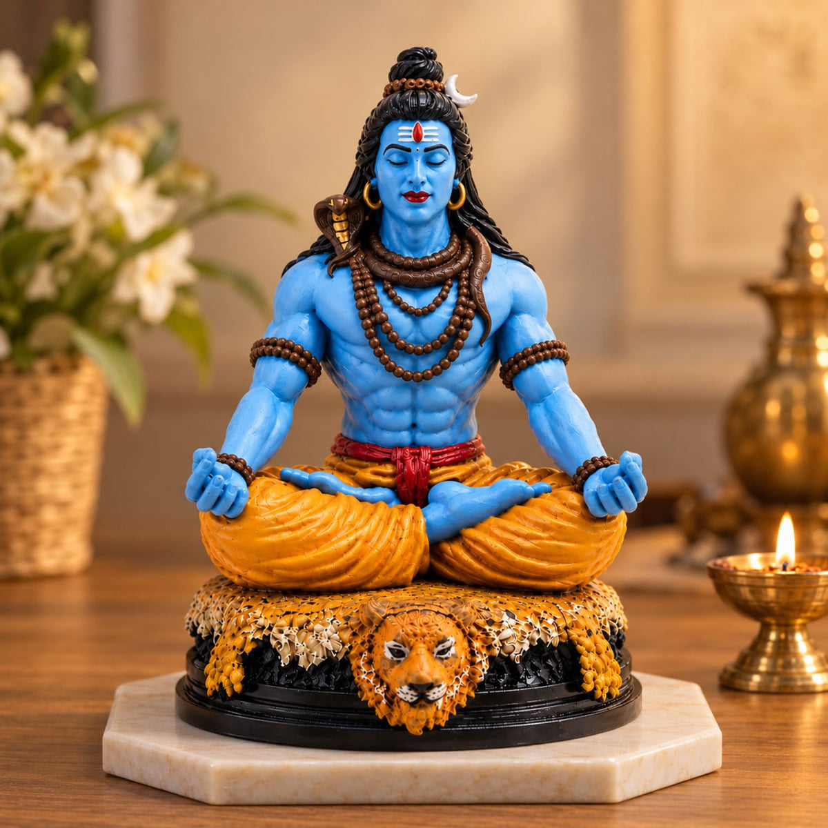 Lord Shiva Idol 3 Inch | Hand-Painted Meditating Statue