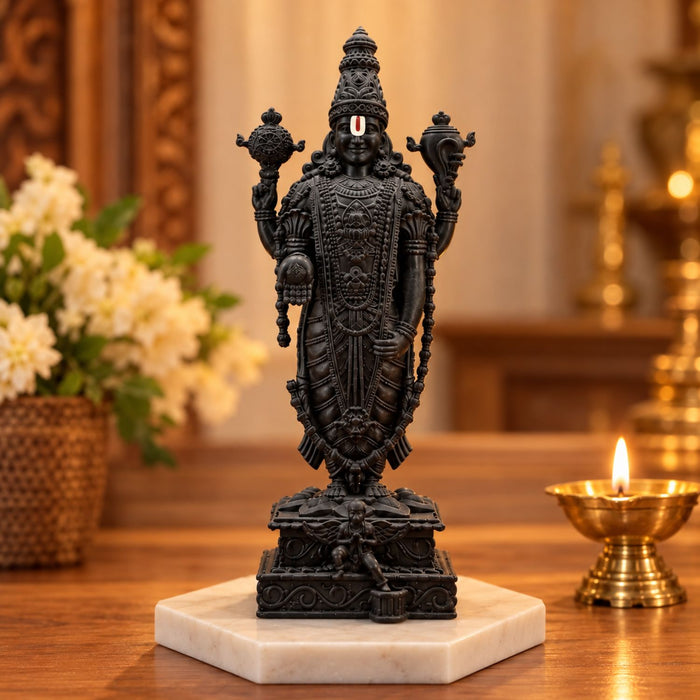 Tirupati Balaji Idol 3.5 Inch Black | Premium UV Resin Venkateswara Statue