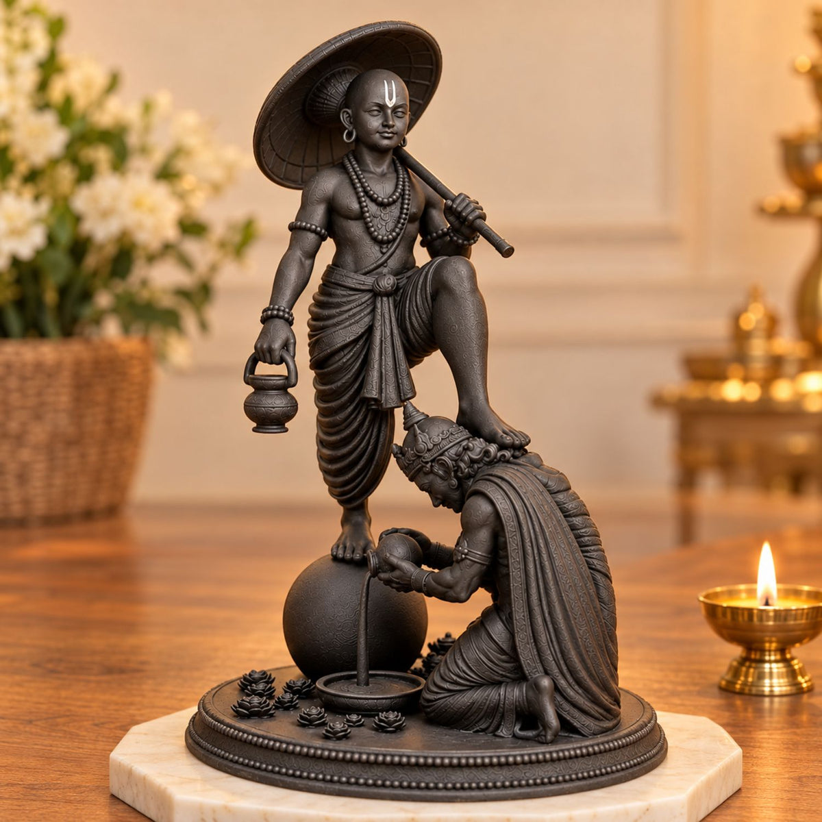 Lord Vamana & King Mahabali Black Idol 4 Inch