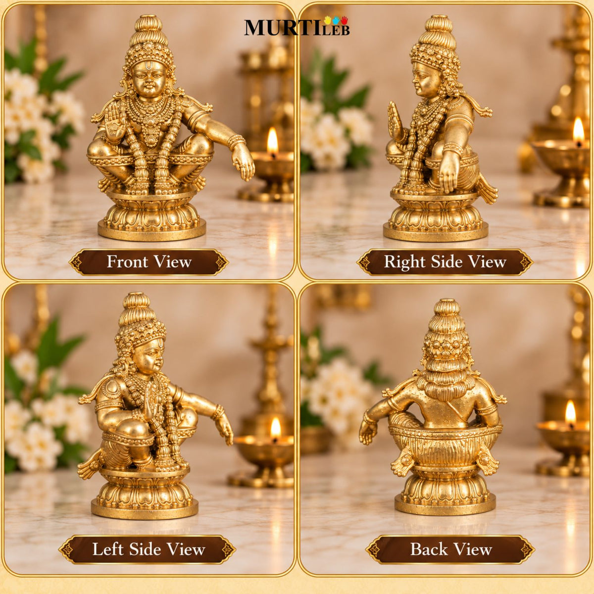 Lord Ayyappan Swami Gold Idol 3.5 Inch