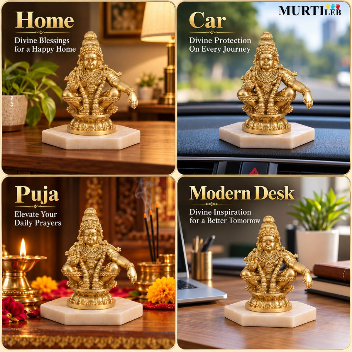 Lord Ayyappan Swami Gold Idol 3.5 Inch