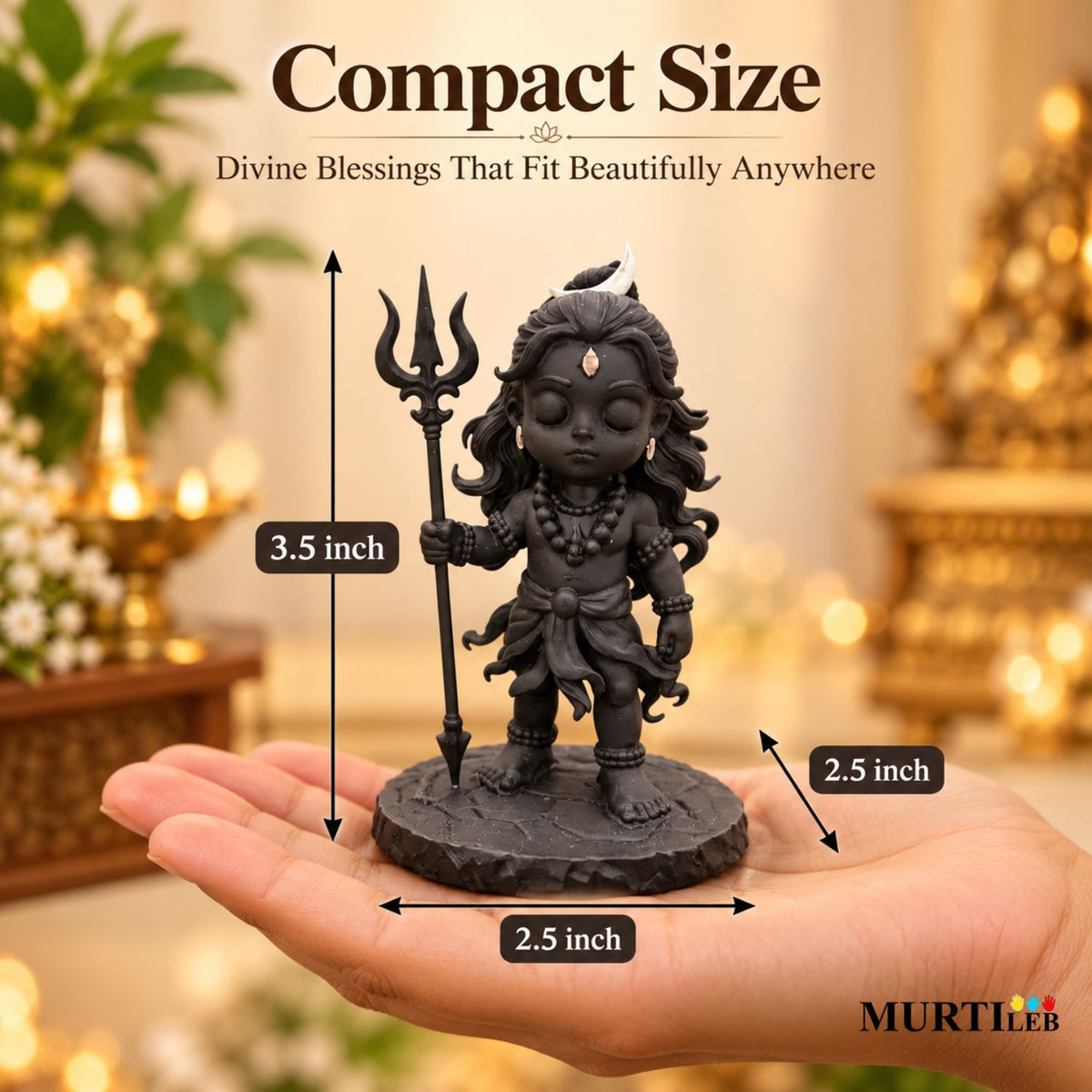 Lord Bal Shiv Ji Idol 3.5 Inch Black