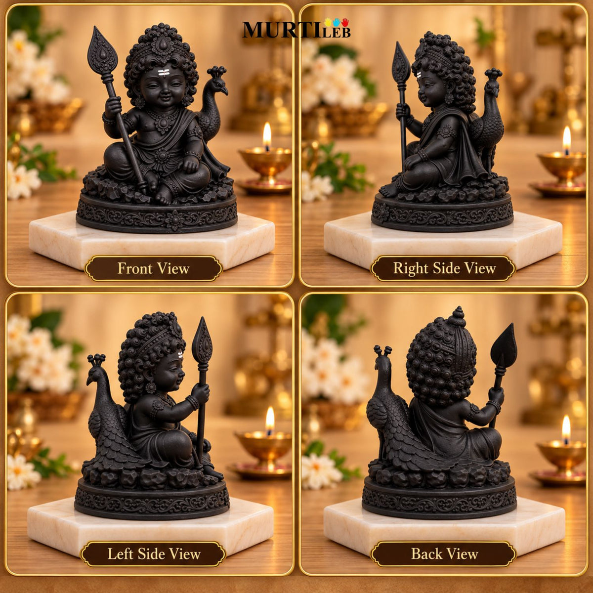 Lord Bala Murugan Black Idol 3.5 Inch