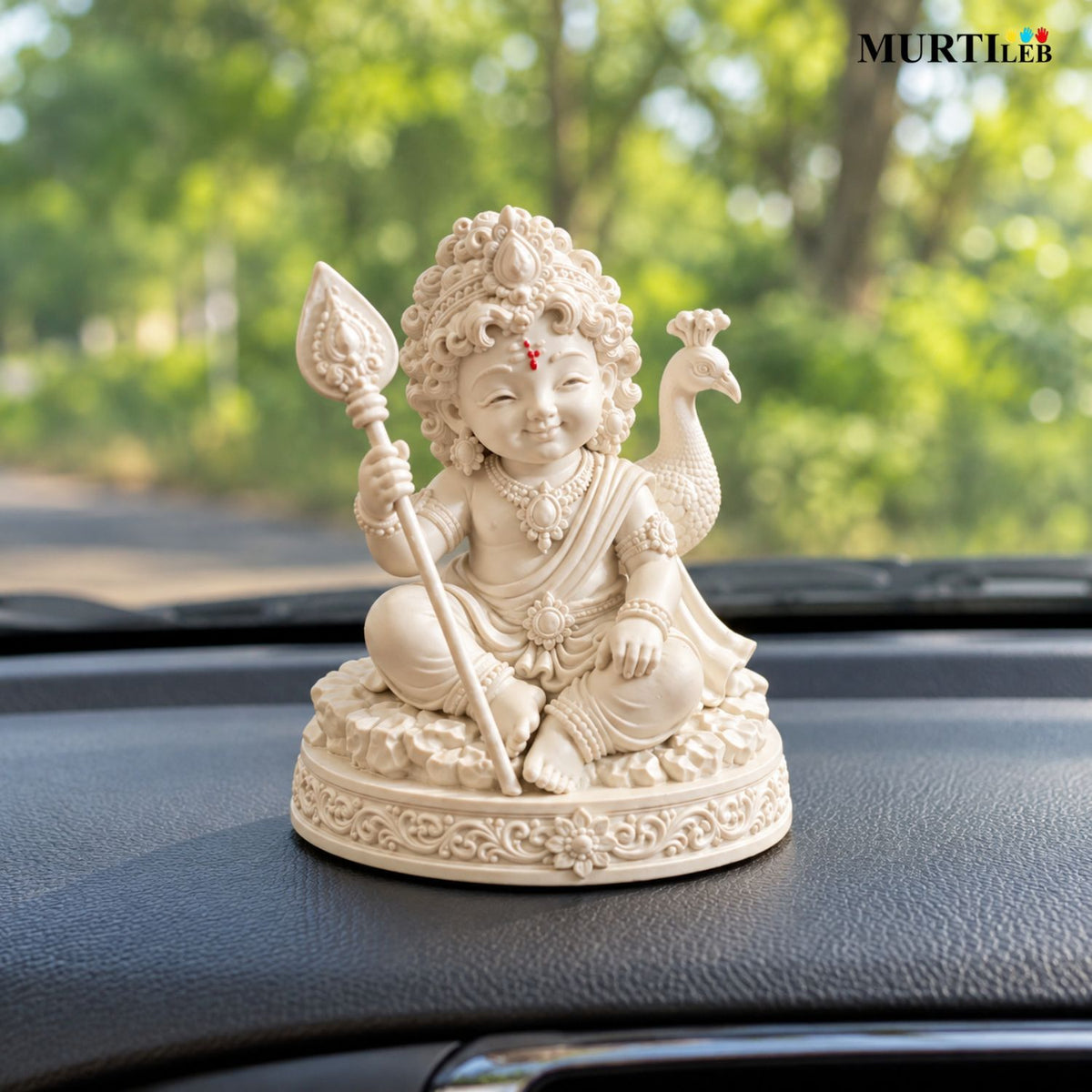 Lord Bala Murugan White Idol 3.5 Inch | Premium UV Resin Kartikey Statue