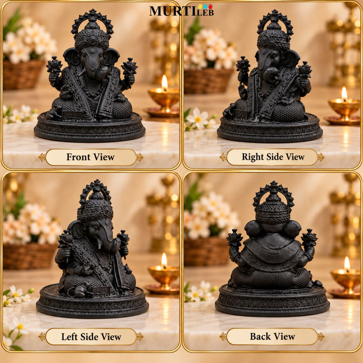 Lord Ganesha Black Idol 3 Inch | Ganpati Bappa Murti