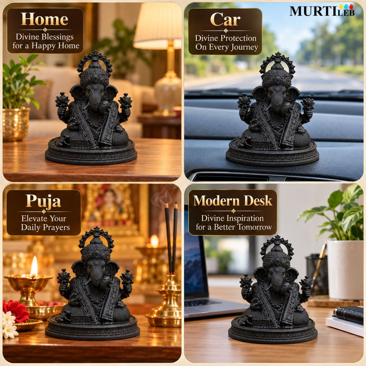 Lord Ganesha Black Idol 3 Inch | Ganpati Bappa Murti