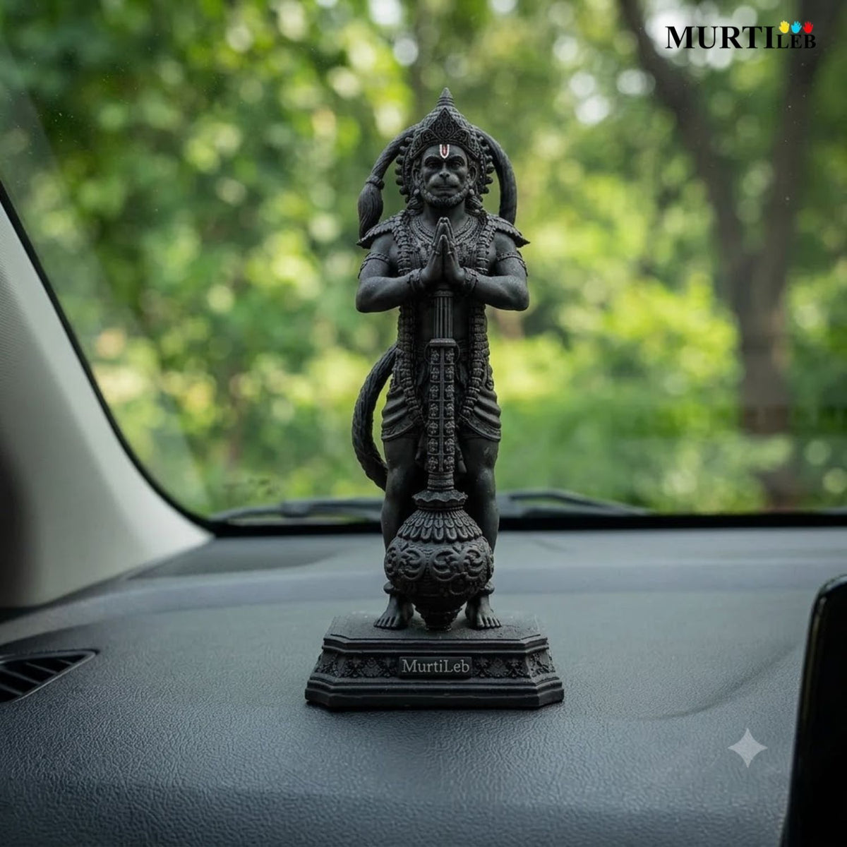 Lord Hanuman Idol 7 Inch Black | Detailed Bajrangbali Statue for Home Mandir, Pooja Room, Office, Car Dashboard & Gifting