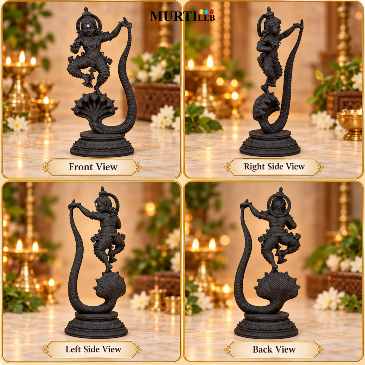 Lord Krishna on Kaliya 4" Idol, 3D Printed Premium Idol