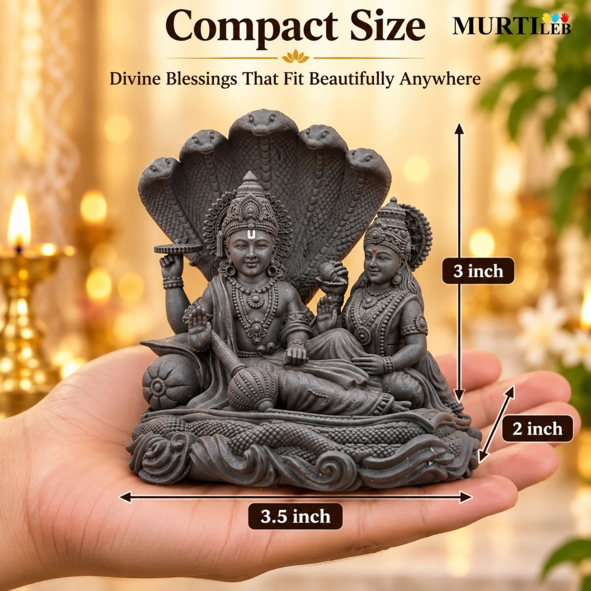Lord Laxmi Narayan with Sheshnag 3.5" Idol