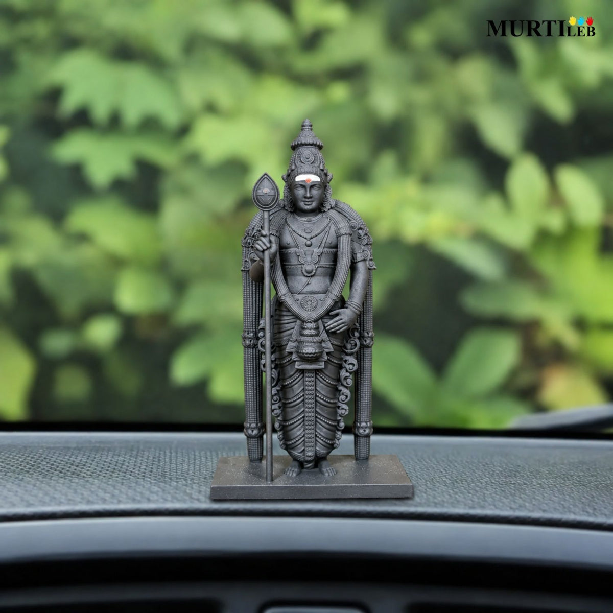 Lord Murugan Black Idol 7 Inch | Premium Black Finish UV Resin Murugan Swamy Statue