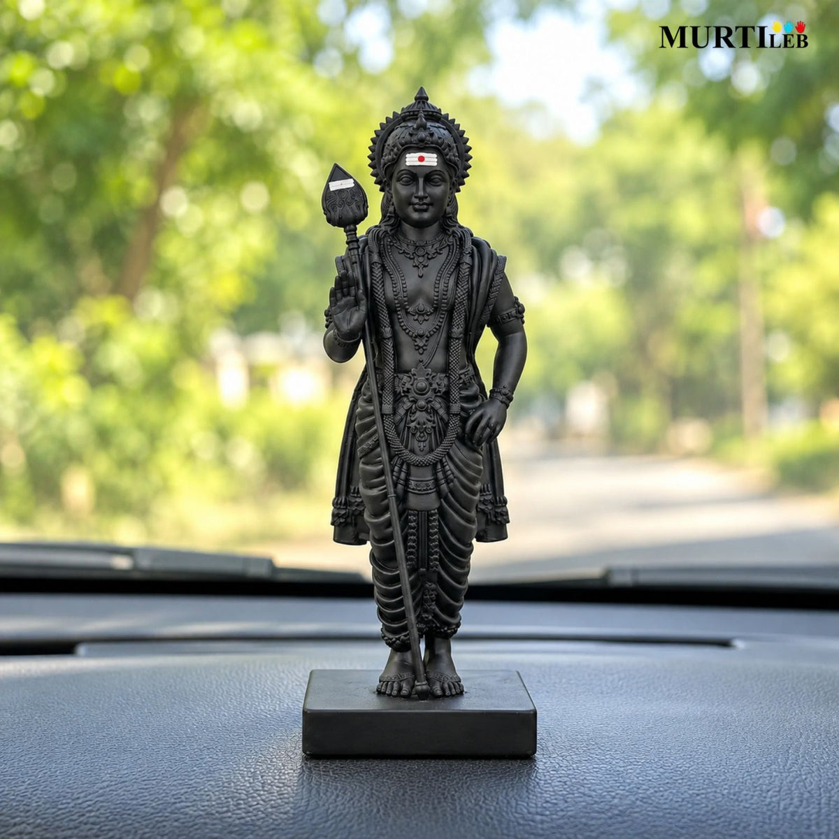 Lord Murugan Swamy Black 7 Inch | Kartikeya Swamy Murti for Home Mandir, Pooja Room, Office, Display & Gifting
