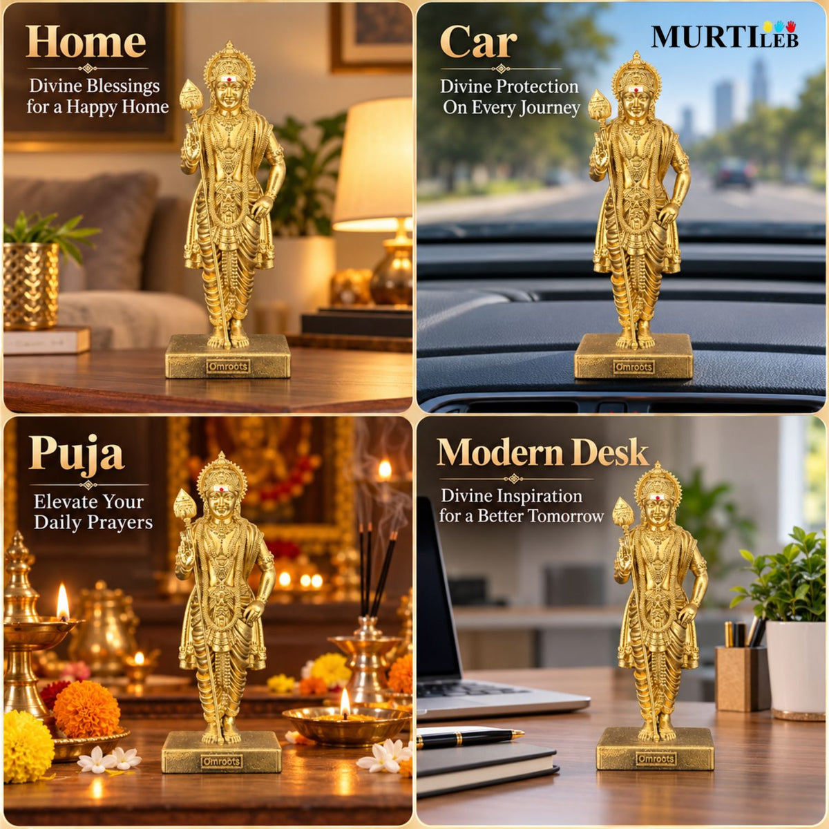 Lord Murugan Swamy Gold 7 Inch | Kartikeya Swamy Idol