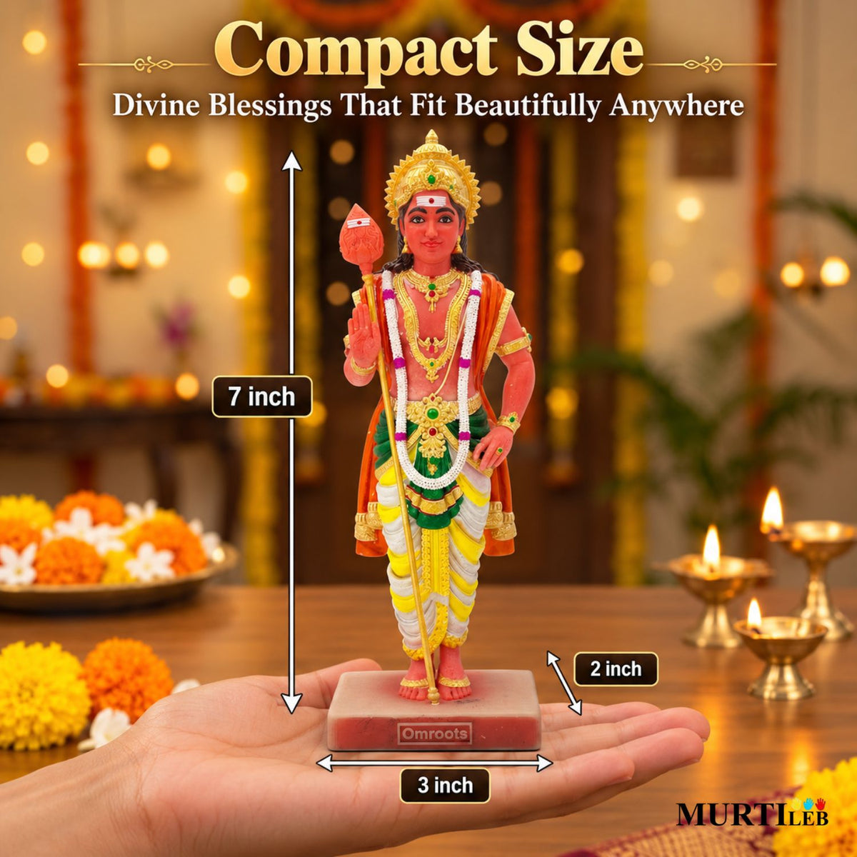 Lord Murugan Swamy Multicolor 7 Inch