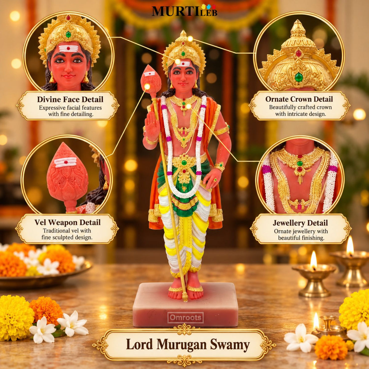 Lord Murugan Swamy Multicolor 7 Inch