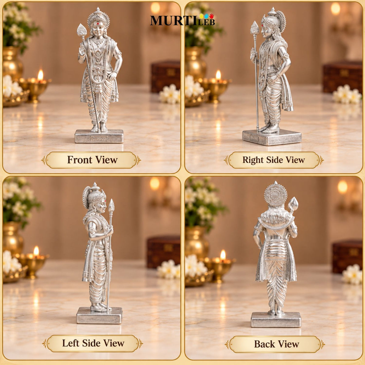 Lord Murugan Swamy Silver 7 Inch | Kartikeya Swamy Idol