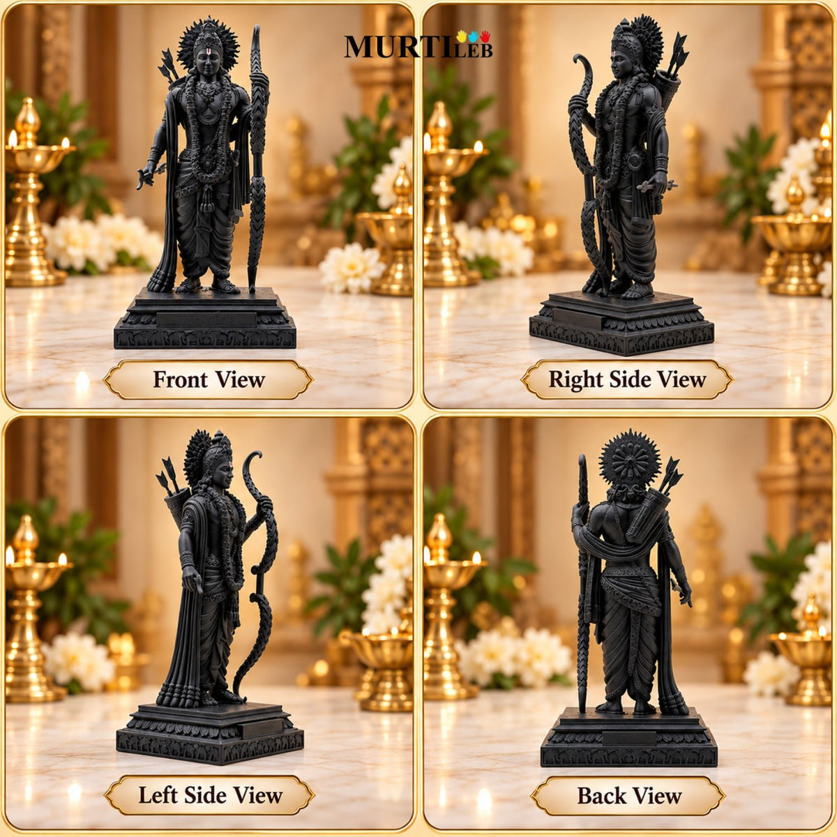 Lord Ram Ji Idol 3.5 Inch Black | Ram Ji Statue for Home Mandir, Pooja Room, Car Dashboard, Office & Gifting