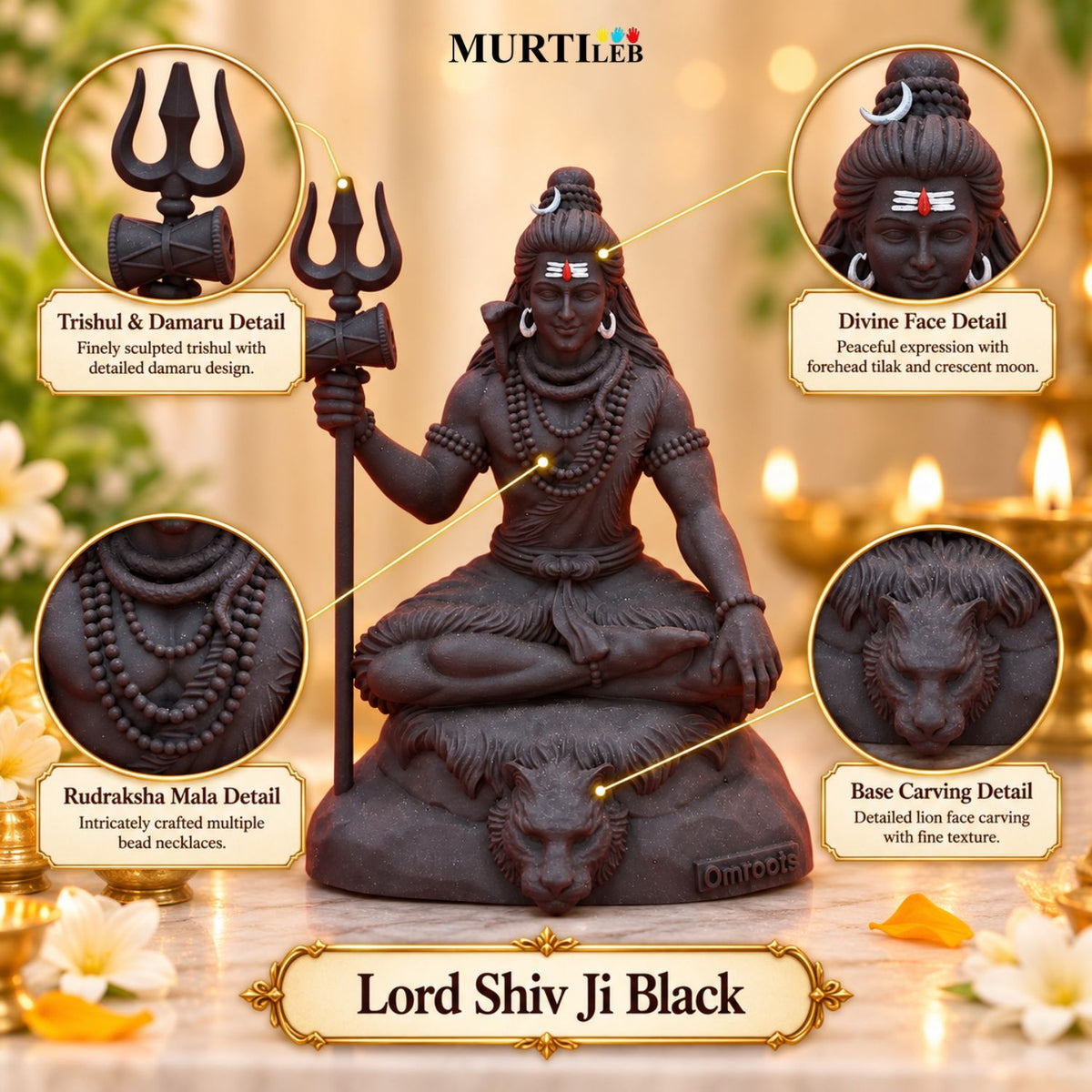 Lord Shiv Ji Black Idol 4 Inch | Mahadev Shiv Ji Murti