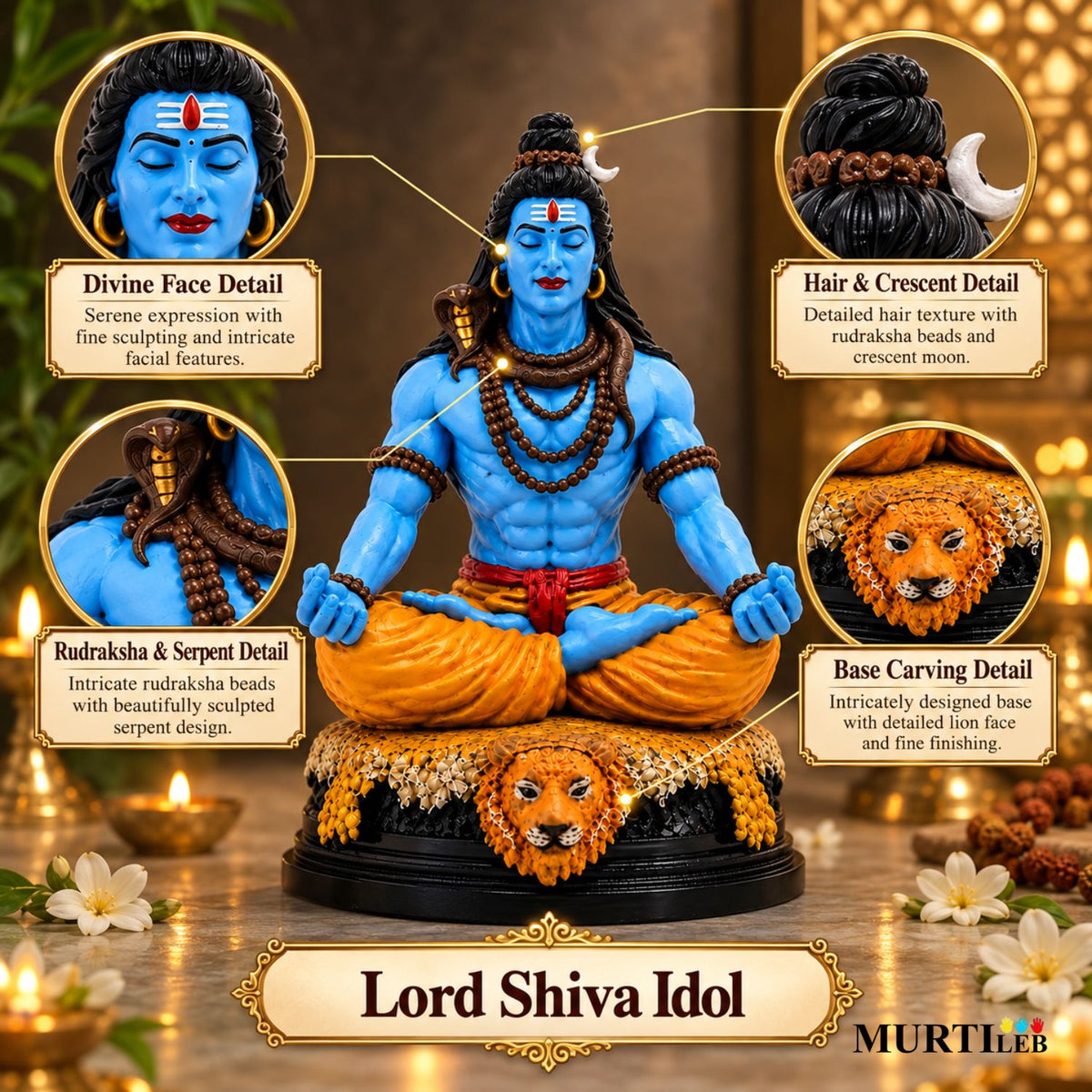 Lord Shiva Idol 3 Inch | Hand-Painted Meditating Statue