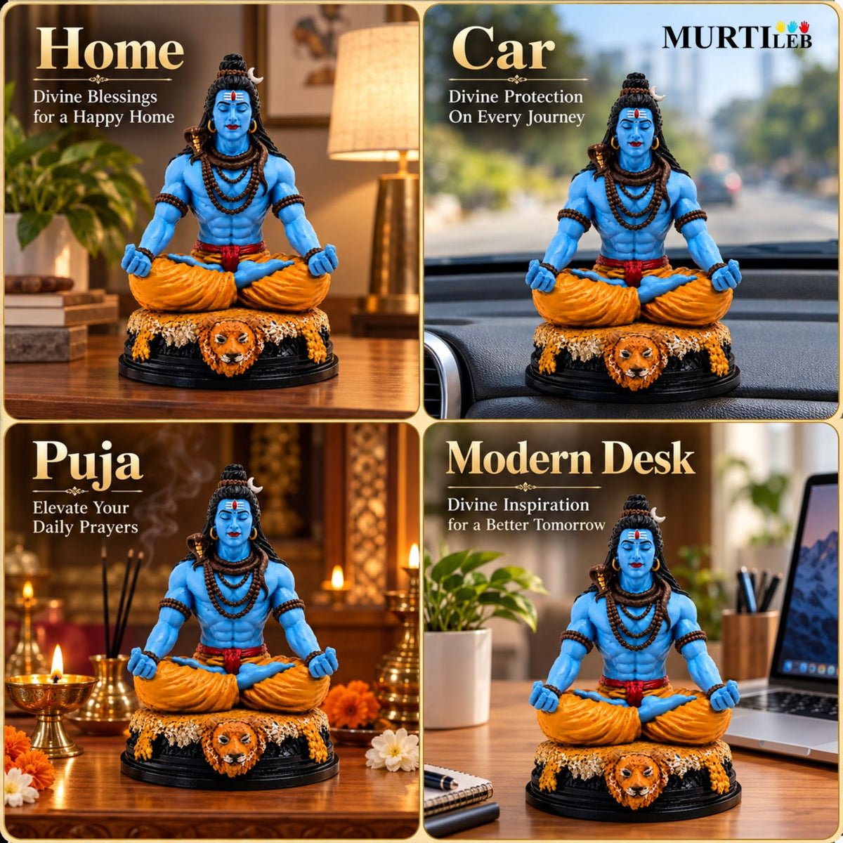 Lord Shiva Idol 3 Inch | Hand-Painted Meditating Statue