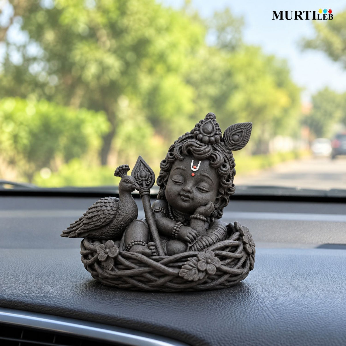 Lord Sleeping Bala Murugan Black Idol 3.5 Inch | Peaceful Sleeping Kartikeya Murti for Home Mandir, Pooja Room, Office, Car Dashboard & Gifting