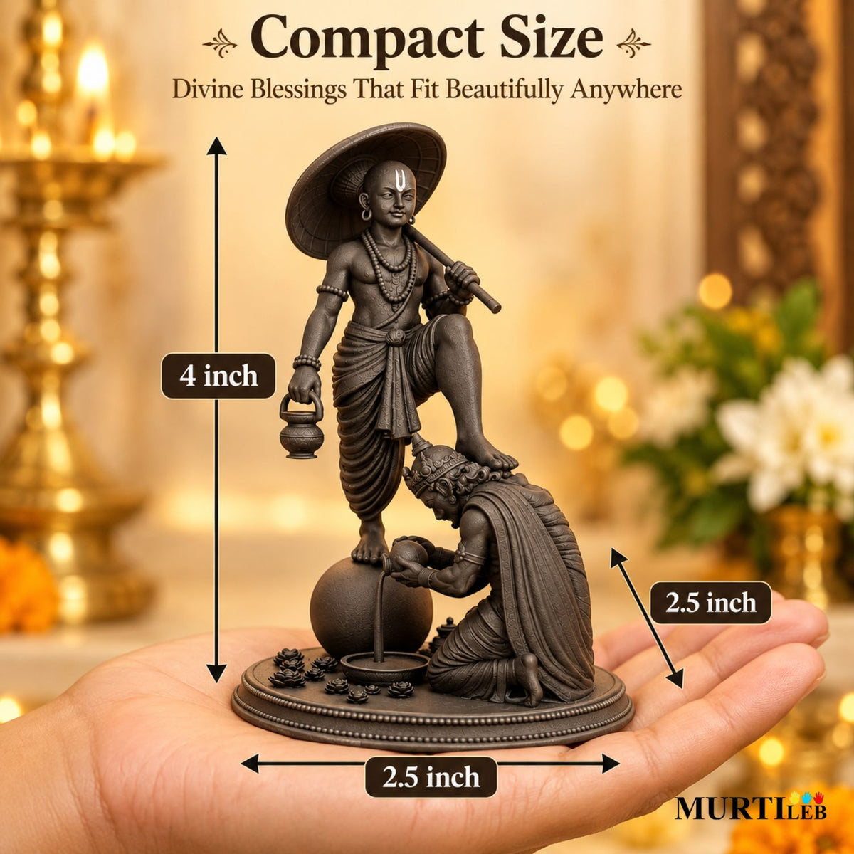 Lord Vamana & King Mahabali Black Idol 4 Inch