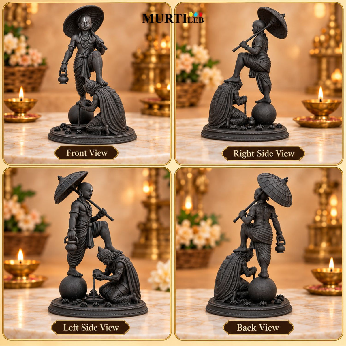 Lord Vamana & King Mahabali Black Idol 4 Inch