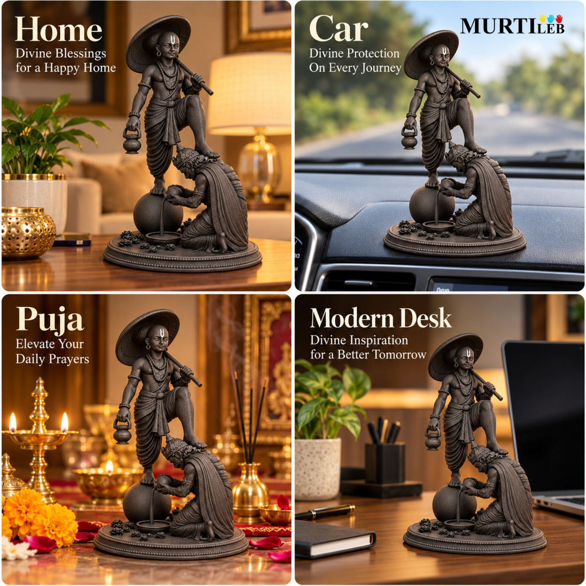 Lord Vamana & King Mahabali Black Idol 4 Inch