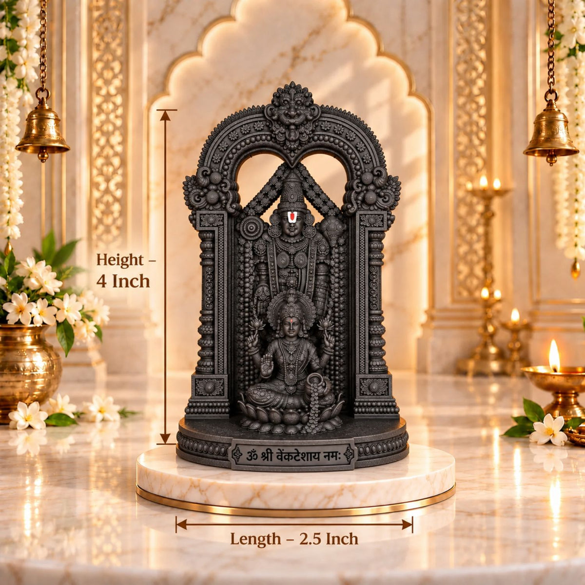 Lord Venkateswara & Mata Padmavathi 4" Idol Black Color