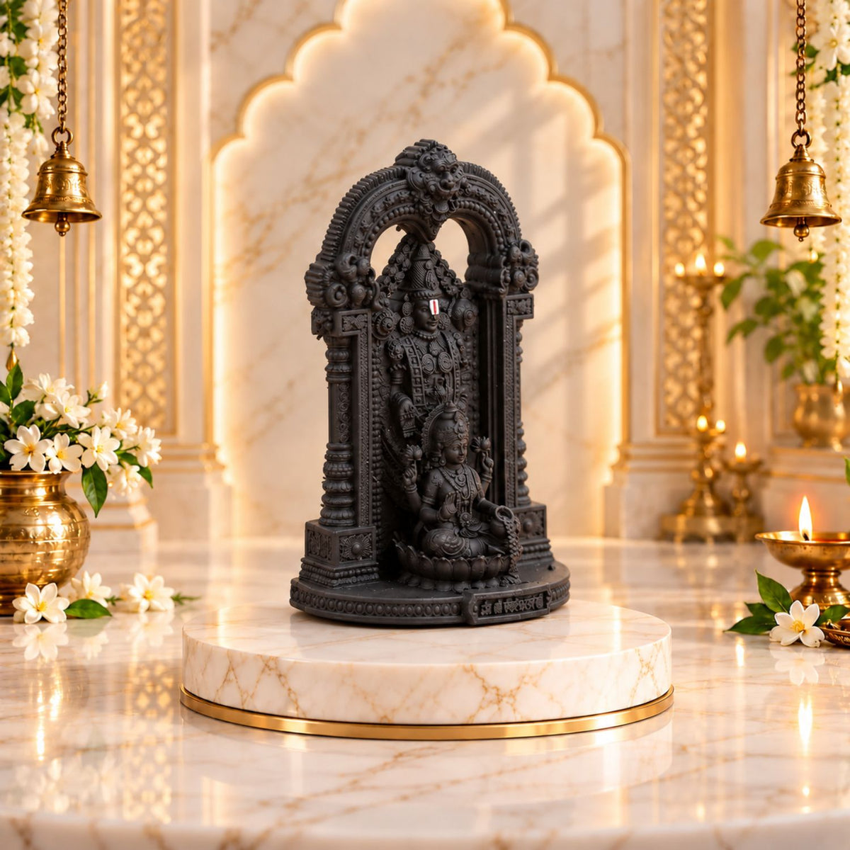 Lord Venkateswara & Mata Padmavathi 4" Idol Black Color
