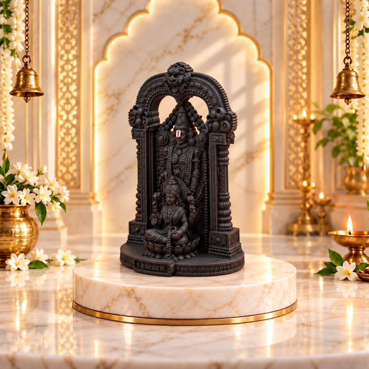 Lord Venkateswara & Mata Padmavathi 4" Idol Black Color