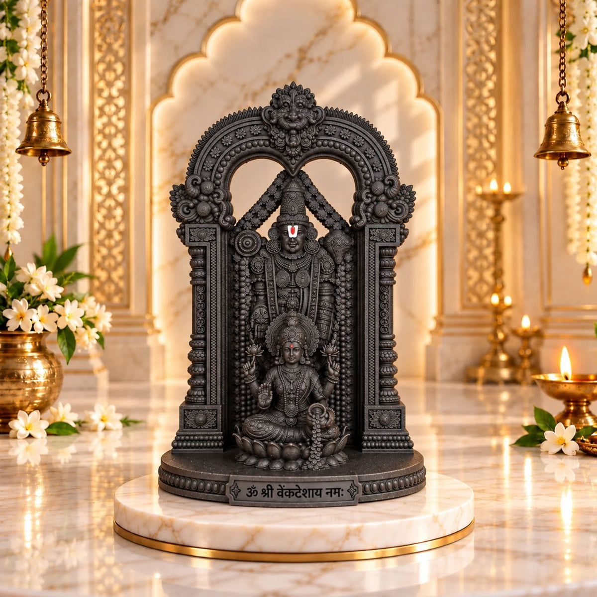 Lord Venkateswara & Mata Padmavathi 4" Idol Black Color