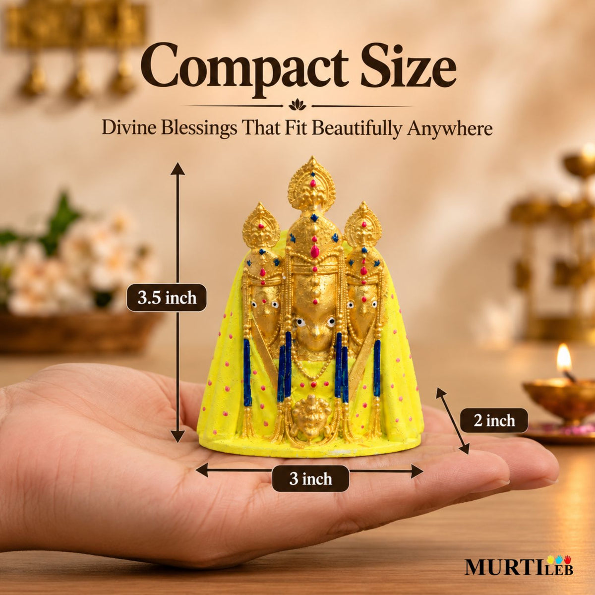Maa Baglamukhi Multicolor Idol 3.5 Inch, Nalkheda Swaroop Car Dashboard & Pooja Idol