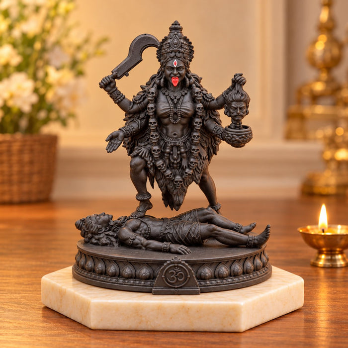 Mahakaali Mata Idol 3.5 Inch Black | Premium Black Finish UV Resin Maa Kali Statue